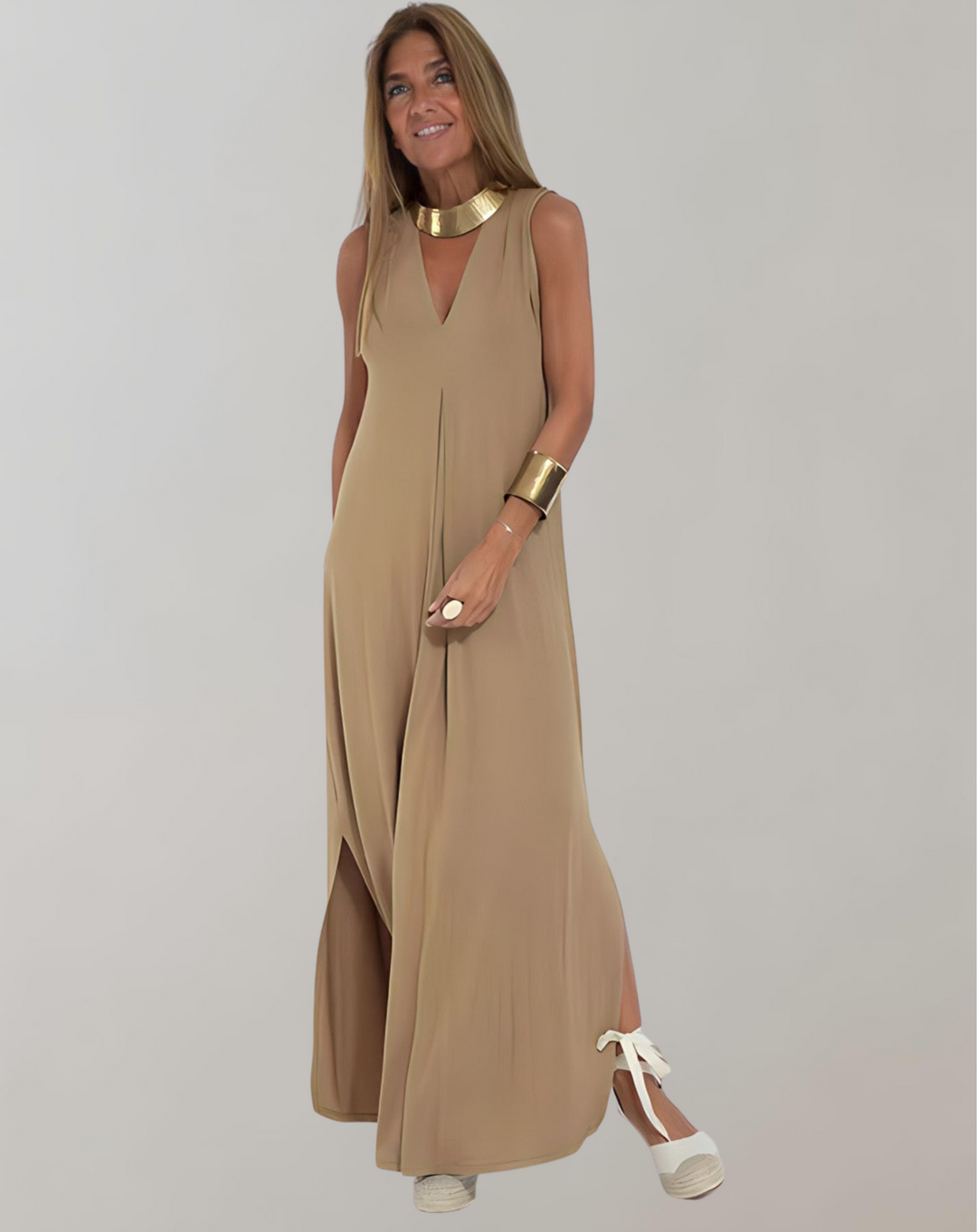 LS | Women Sleeveless Loose Maxi Dress Lion Style
