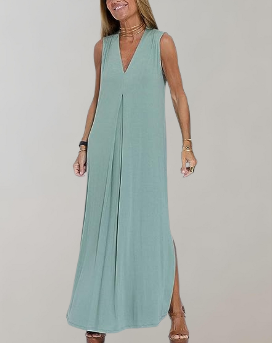 LS | Women Sleeveless Loose Maxi Dress Lion Style