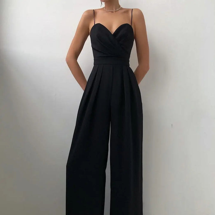 LS | Women Slim Bodice Wide Leg Jumpsuit Lion Style