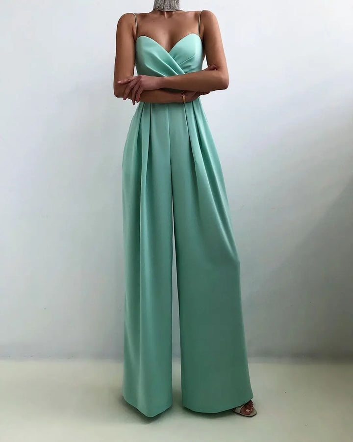 LS | Women Slim Bodice Wide Leg Jumpsuit Lion Style