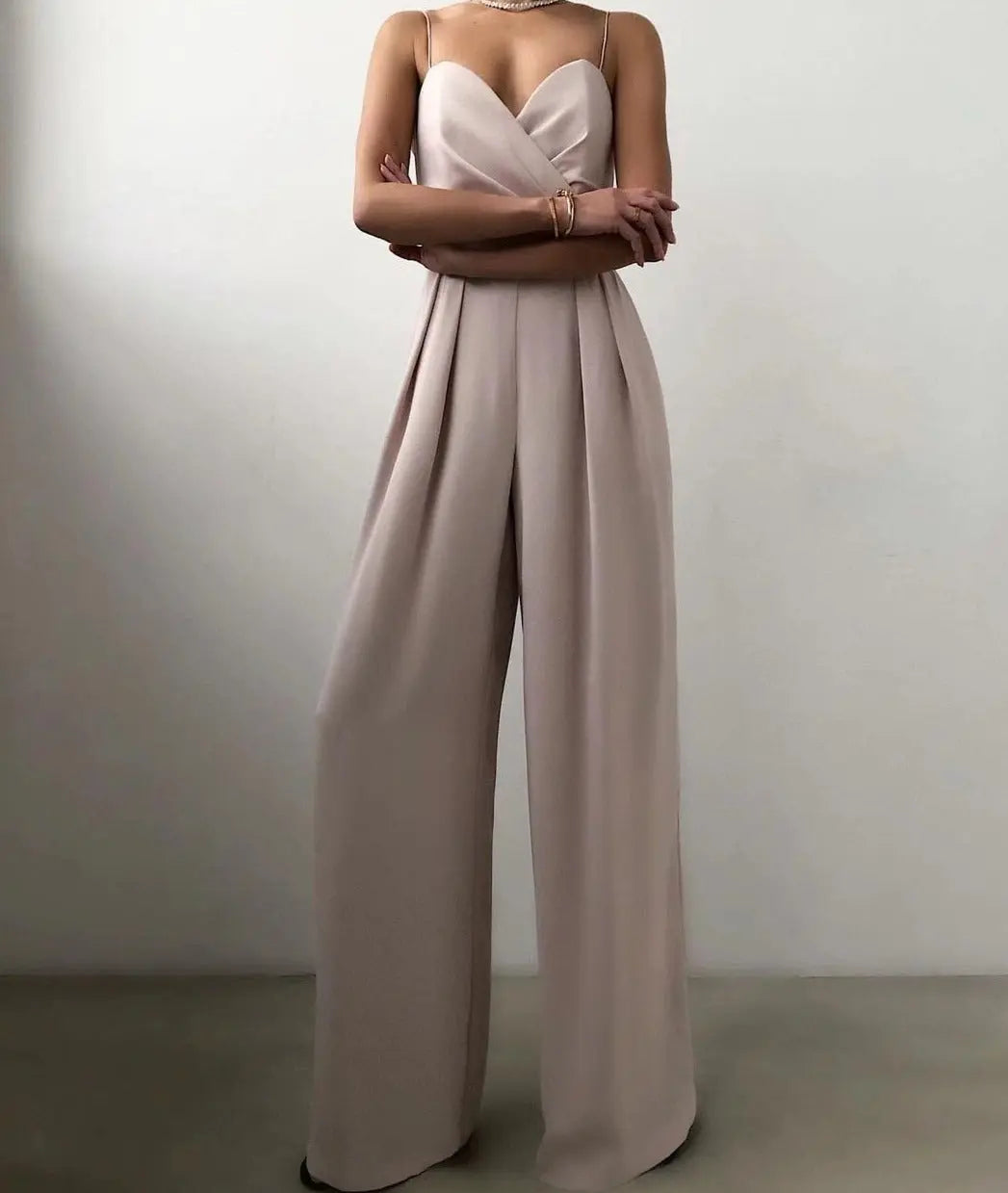 LS | Women Slim Bodice Wide Leg Jumpsuit Lion Style