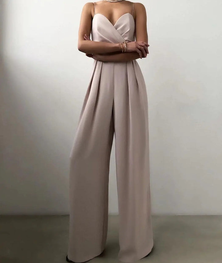 LS | Women Slim Bodice Wide Leg Jumpsuit Lion Style
