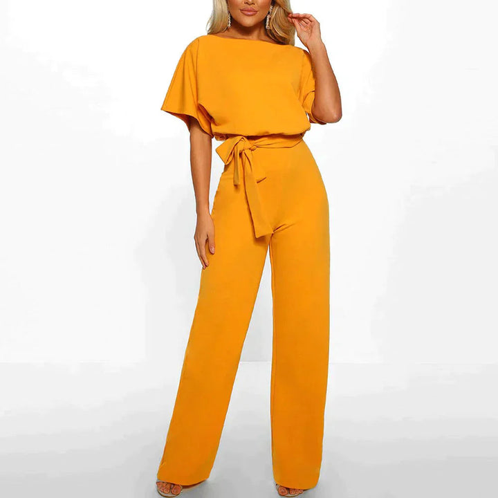 LS | Women Soft Drape Belted Jumpsuit Lion Style