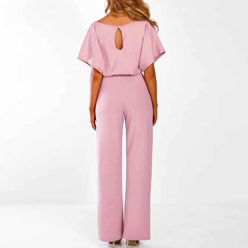 LS | Women Soft Flow Belted Jumpsuit Lion Style