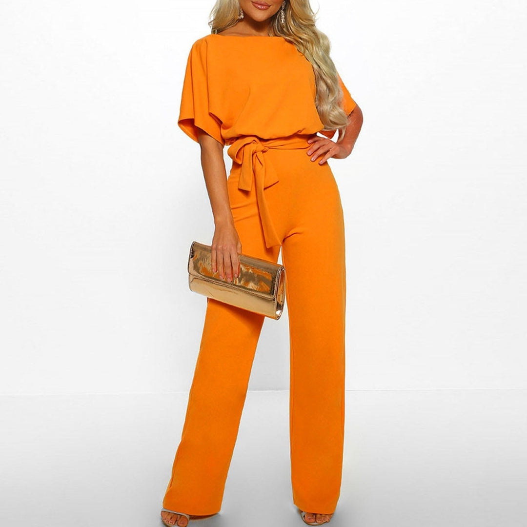 LS | Women Soft Flow Belted Jumpsuit Lion Style