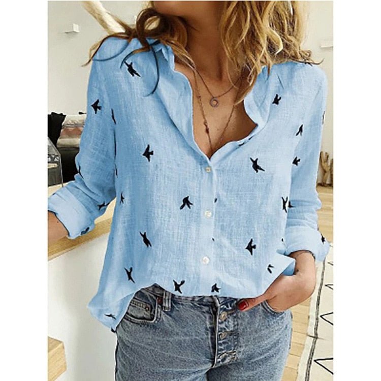 LS | Women Soft Flow Button Down Shirt Lion Style