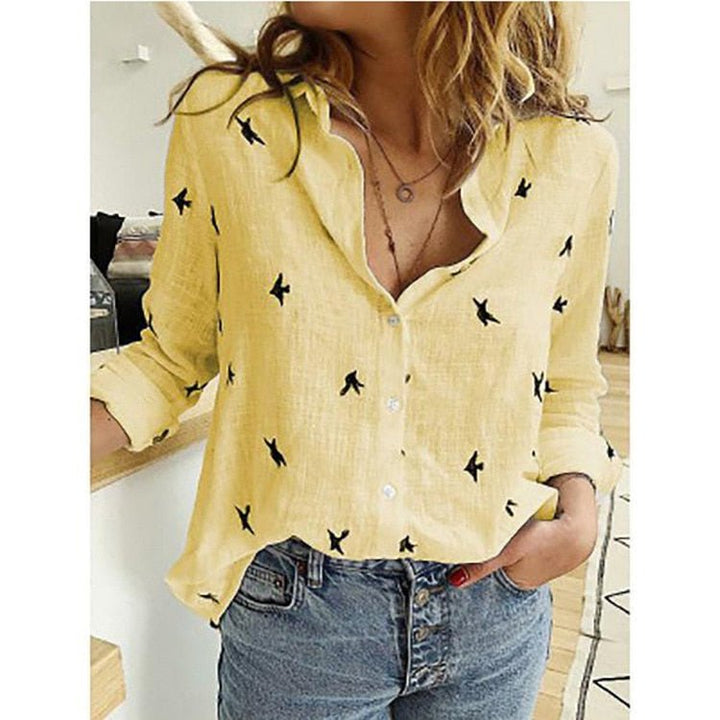 LS | Women Soft Flow Button Down Shirt Lion Style