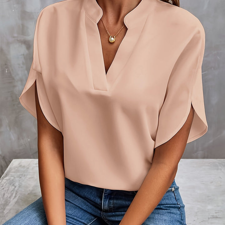 LS | Women Soft Flow Split Neck Blouse Lion Style