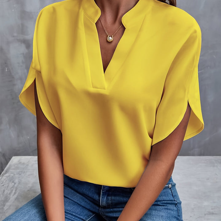 LS | Women Soft Flow Split Neck Blouse Lion Style