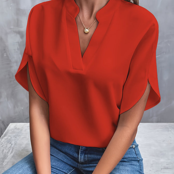 LS | Women Soft Flow Split Neck Blouse Lion Style