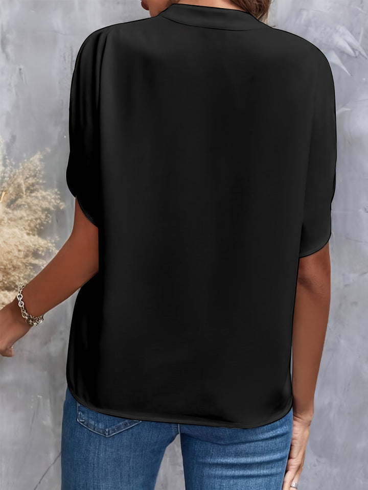 LS | Women Soft Flow Split Neck Blouse Lion Style