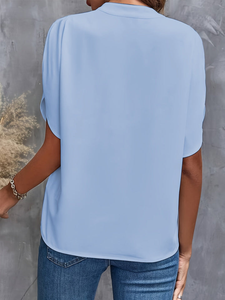 LS | Women Soft Flow Split Neck Blouse Lion Style