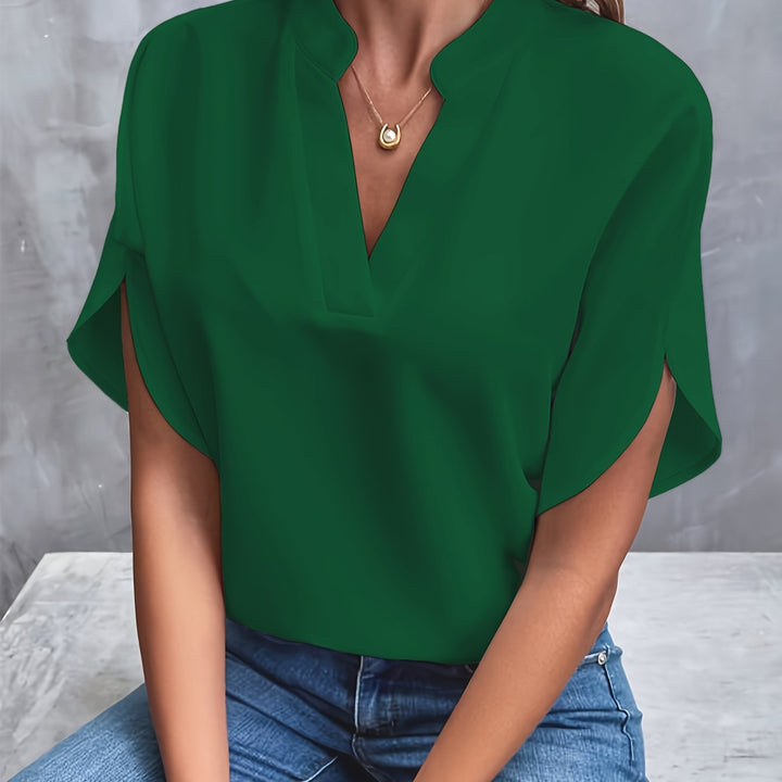 LS | Women Soft Flow Split Neck Blouse Lion Style