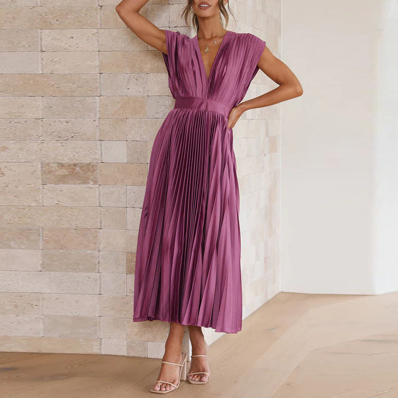 LS | Women Soft Pleat Maxi Dress Lion Style