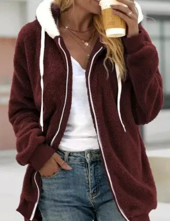LS | Women Soft Sherpa Zip Hoodie Lion Style