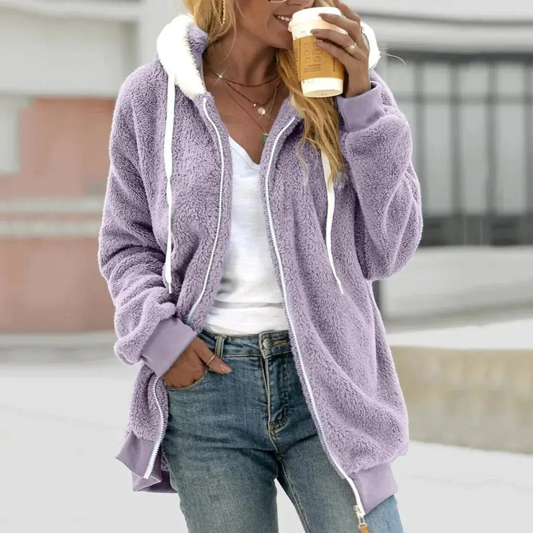 LS | Women Soft Sherpa Zip Hoodie Lion Style