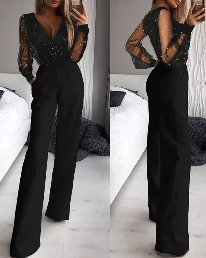 LS | Women Sparkle Mesh Jumpsuit Lion Style
