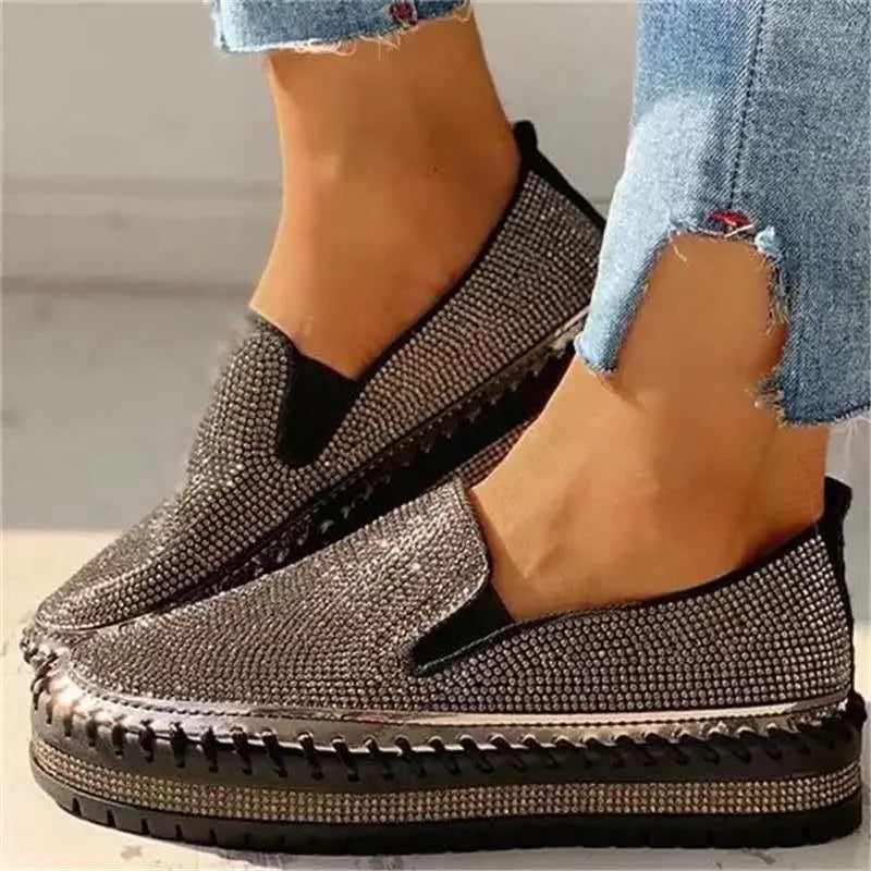 LS | Women Sparkle Slip-On Platform Shoes Lion Style