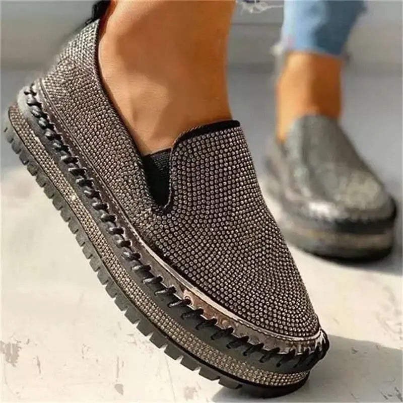 LS | Women Sparkle Slip-On Platform Shoes Lion Style