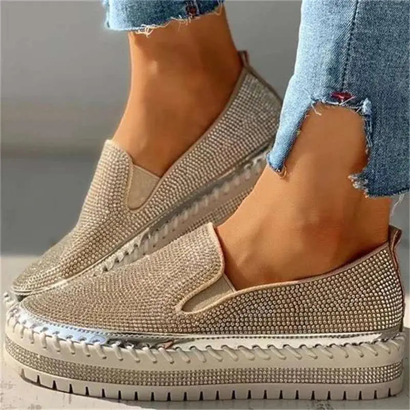 LS | Women Sparkle Slip-On Platform Shoes Lion Style
