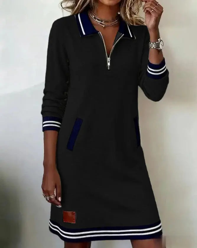 LS | Women Sport Zip Collar Mini Dress Lion Style