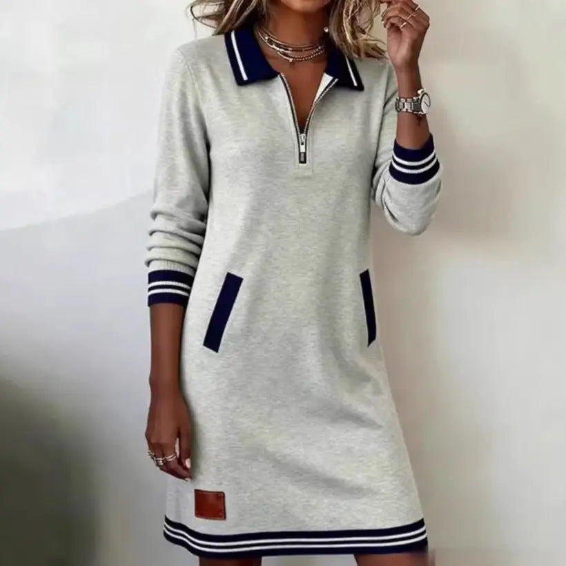 LS | Women Sport Zip Collar Mini Dress Lion Style