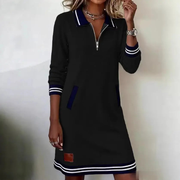 LS | Women Sport Zip Collar Mini Dress Lion Style
