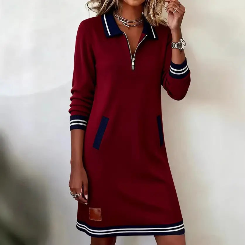 LS | Women Sport Zip Collar Mini Dress Lion Style