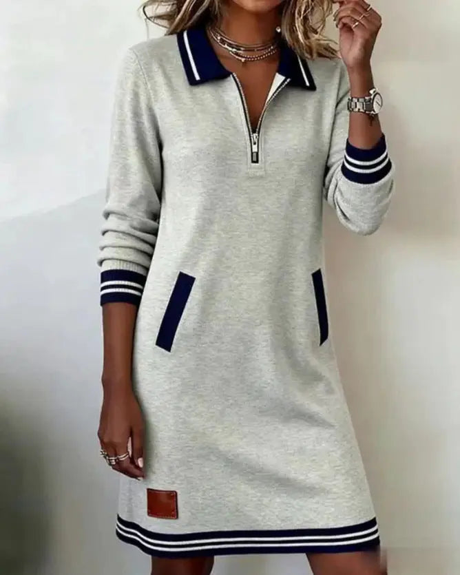 LS | Women Sport Zip Collar Mini Dress Lion Style
