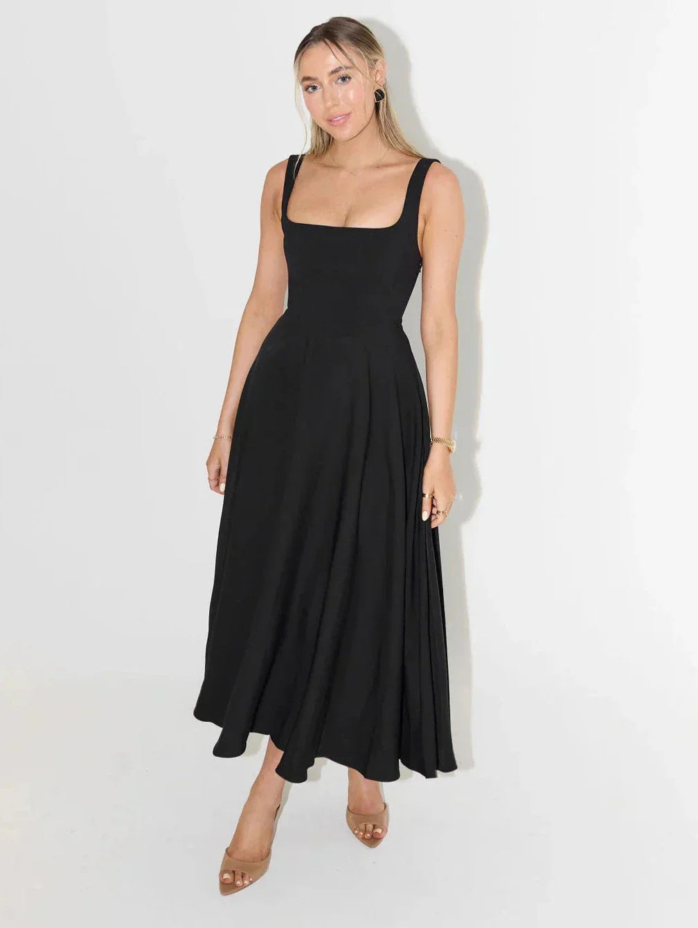 LS | Women Square Neck Maxi Dress Lion Style
