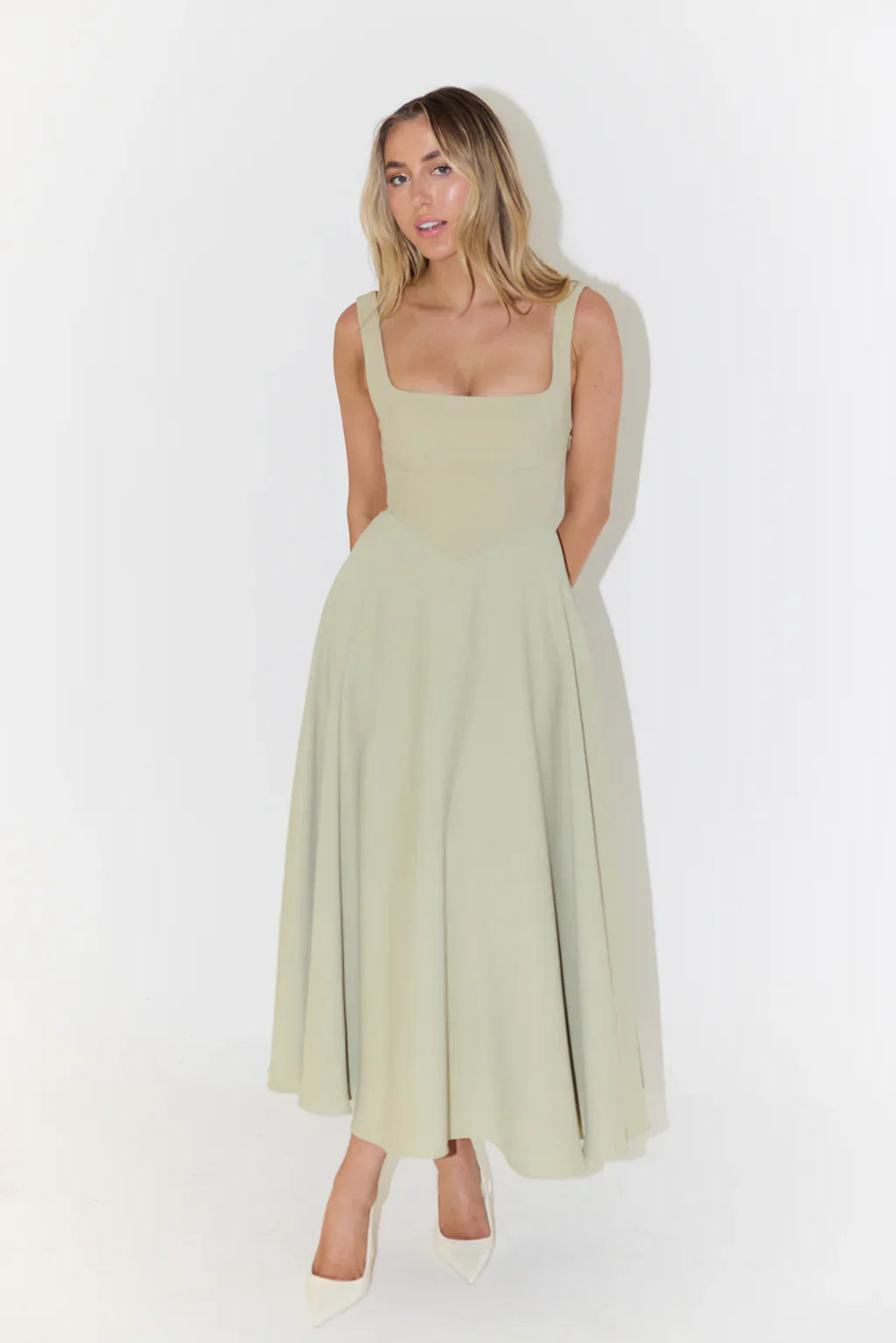 LS | Women Square Neck Maxi Dress Lion Style