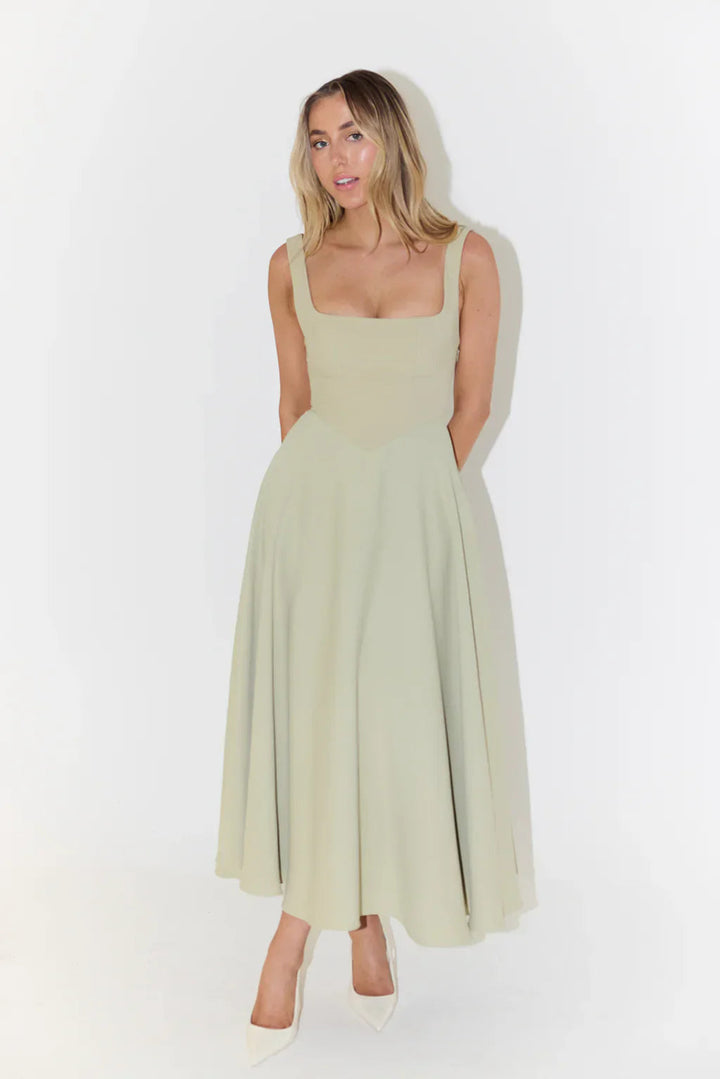 LS | Women Square Neck Maxi Dress Lion Style