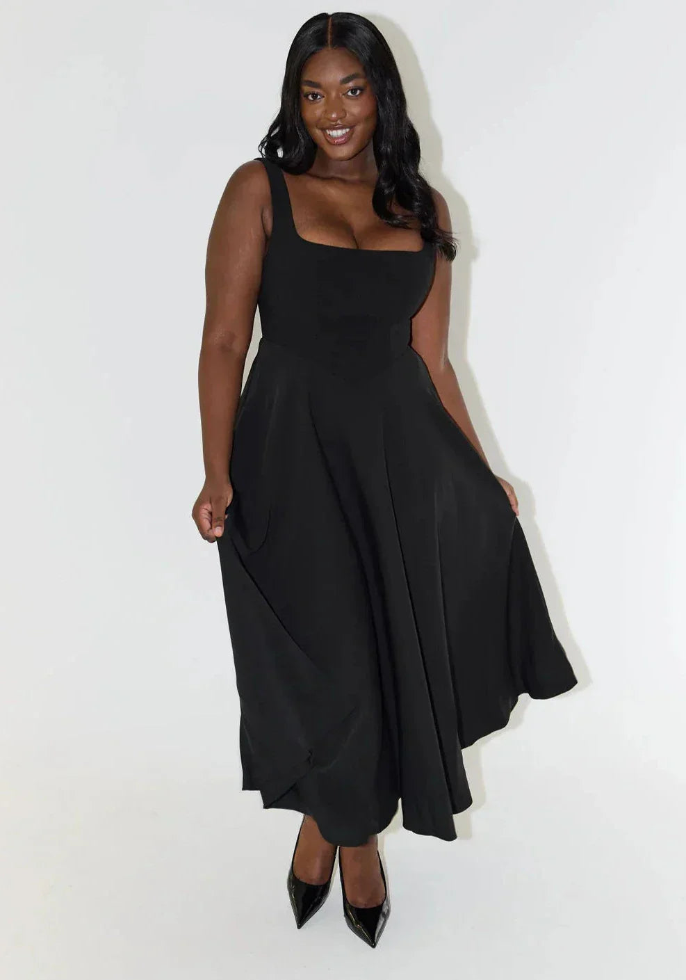 LS | Women Square Neck Maxi Dress Lion Style