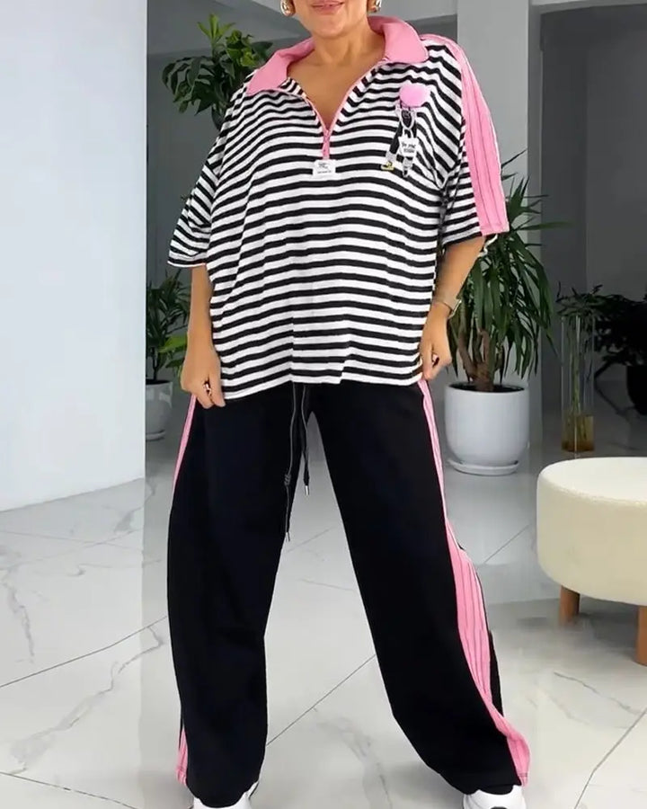 LS | Women Street Stripe Lounge Pants Set Lion Style