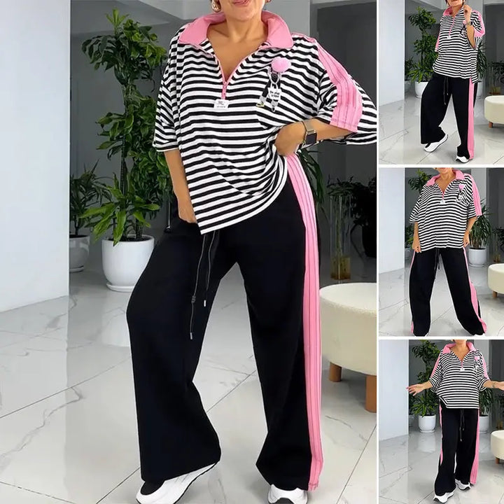 LS | Women Street Stripe Lounge Pants Set Lion Style