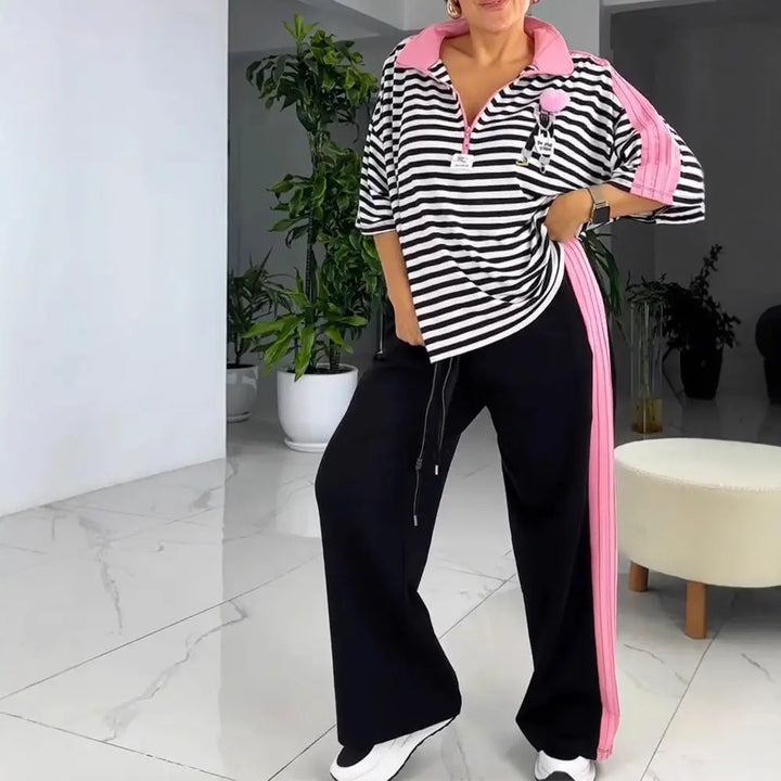 LS | Women Street Stripe Lounge Pants Set Lion Style