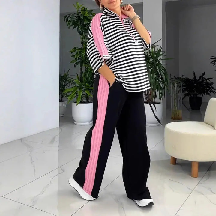 LS | Women Street Stripe Lounge Pants Set Lion Style