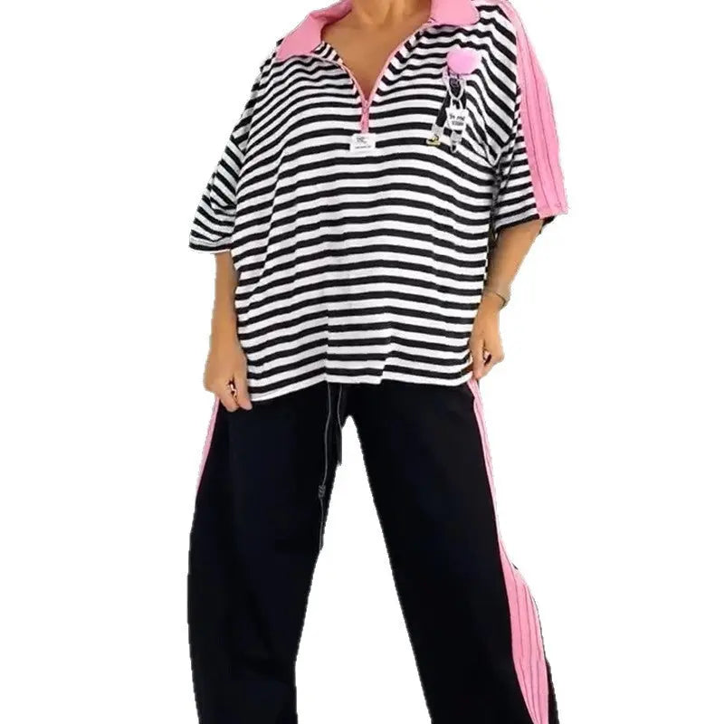 LS | Women Street Stripe Lounge Pants Set Lion Style