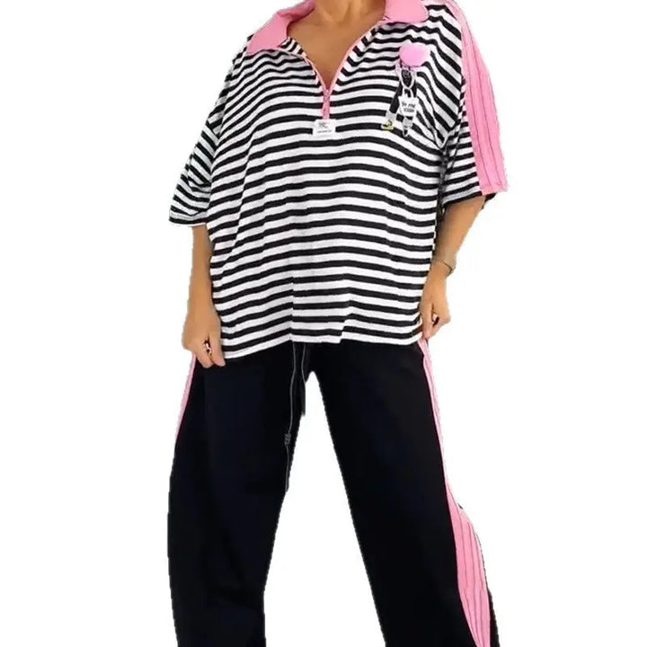 LS | Women Street Stripe Lounge Pants Set Lion Style