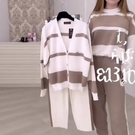LS | Women Stripe Cozy Lounge Set Lion Style