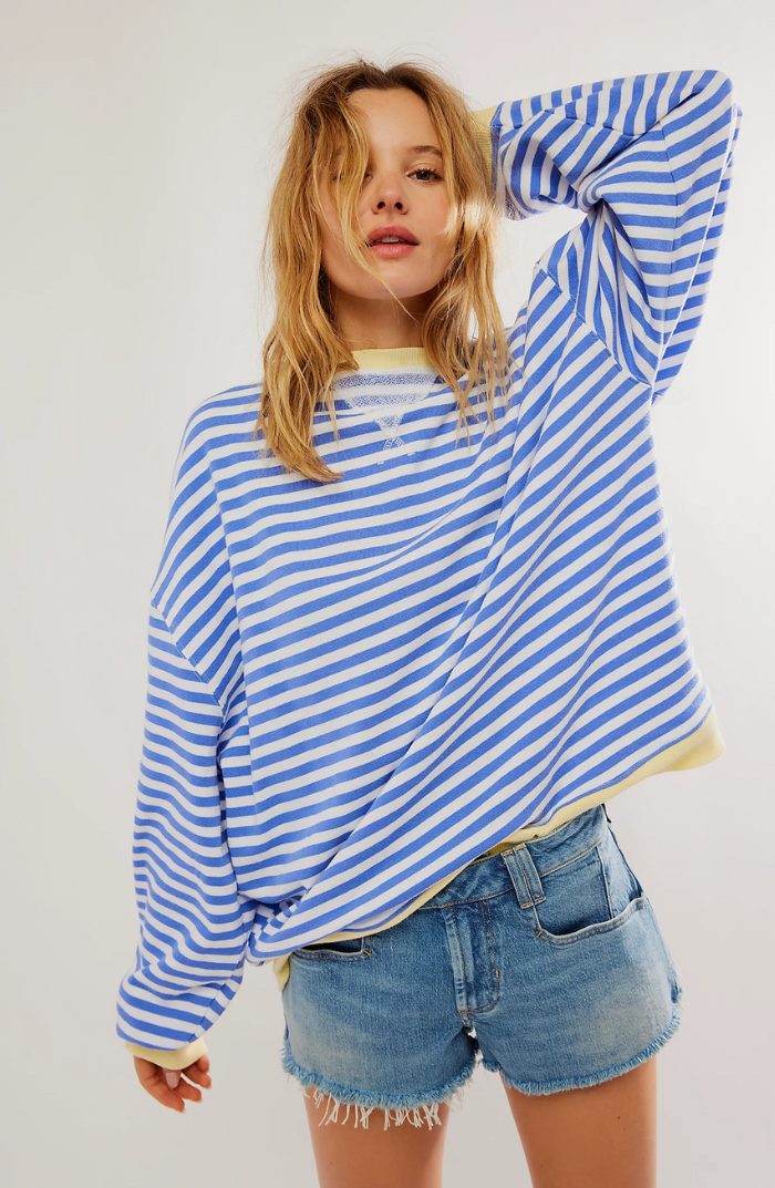 LS | Women Striped Oversized Sweatshirt Lion Style