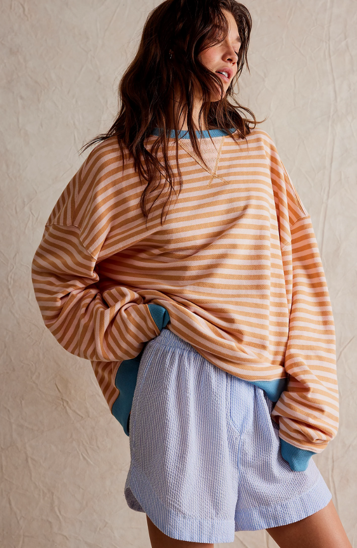 LS | Women Striped Oversized Sweatshirt Lion Style