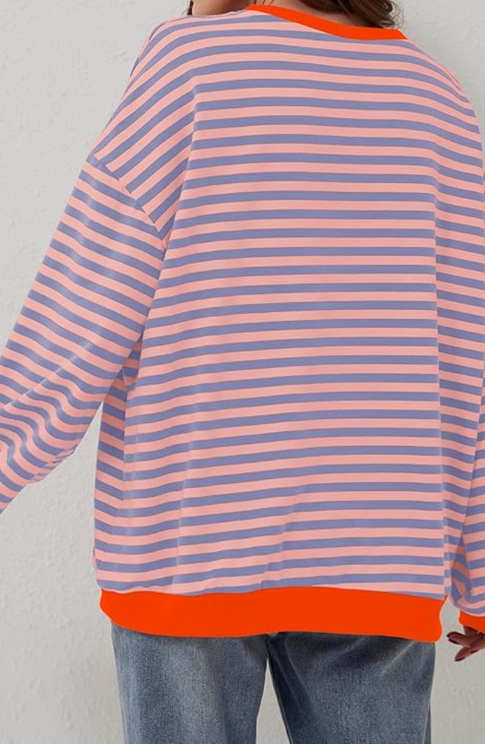 LS | Women Striped Oversized Sweatshirt Lion Style