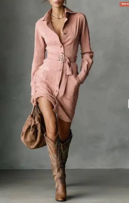 LS | Women Stylish Belted Mini Dress Lion Style