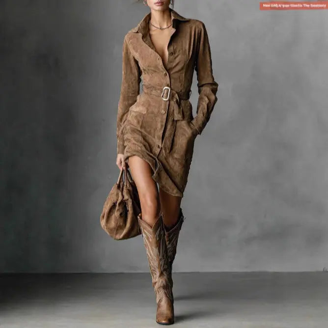LS | Women Stylish Belted Mini Dress Lion Style