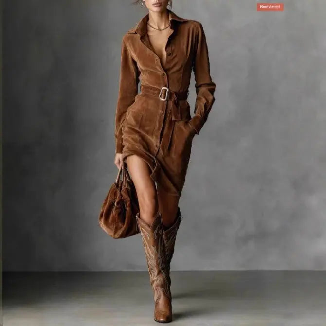 LS | Women Stylish Belted Mini Dress Lion Style