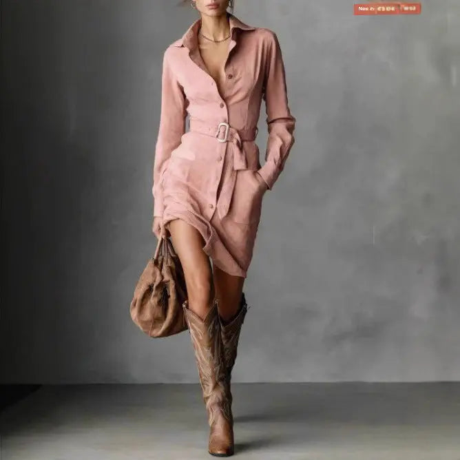 LS | Women Stylish Belted Mini Dress Lion Style