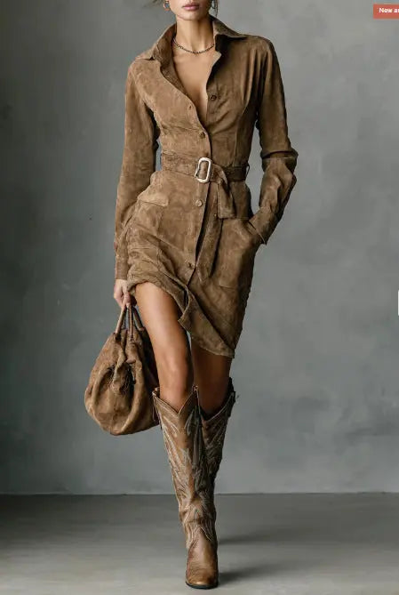 LS | Women Stylish Belted Mini Dress Lion Style