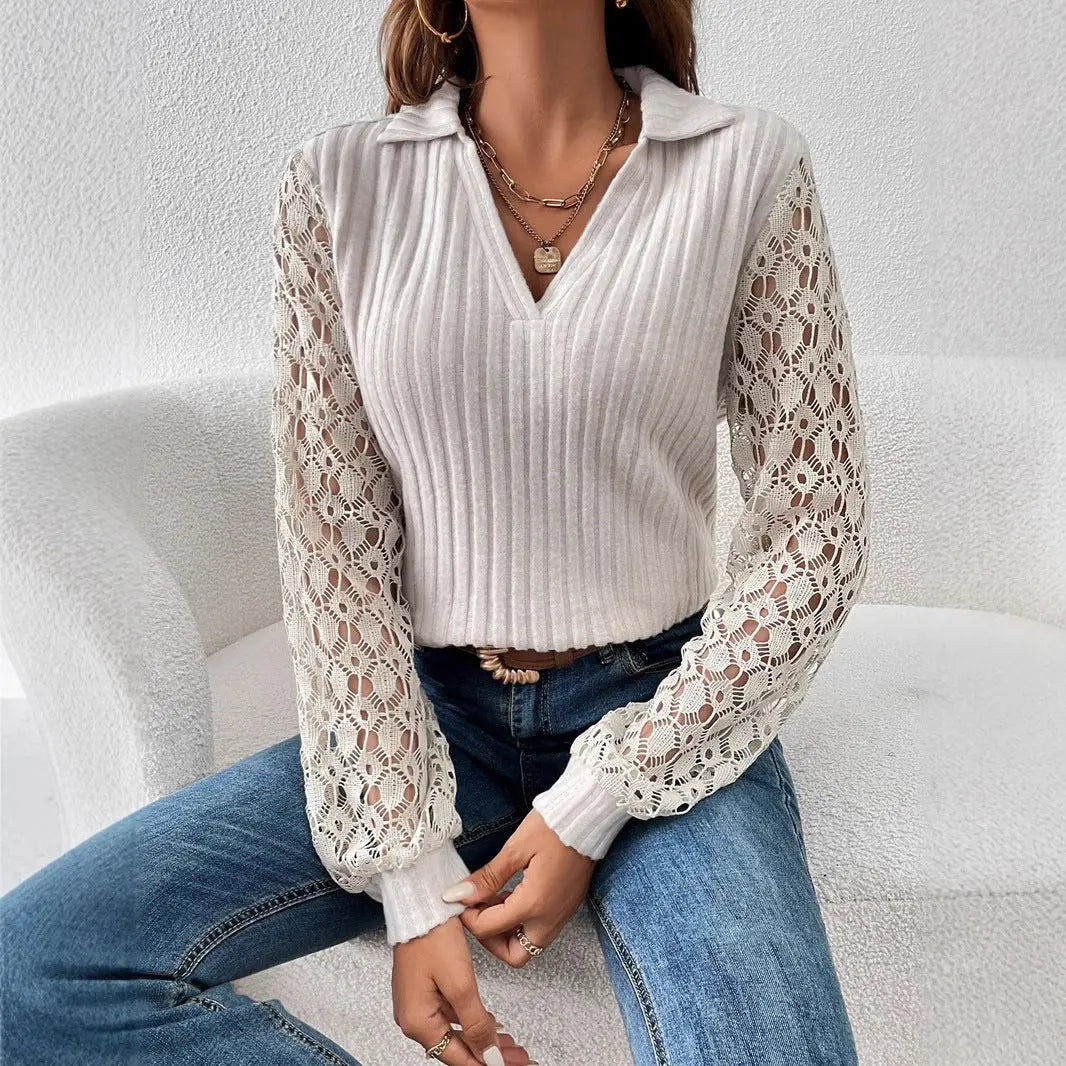 LS | Women Stylish Lace Sleeve Top Lion Style
