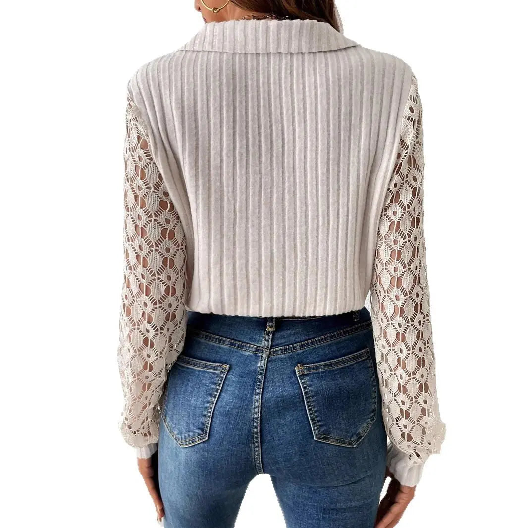 LS | Women Stylish Lace Sleeve Top Lion Style